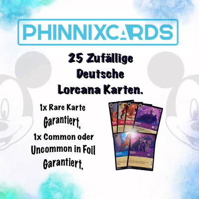 Disney Lorcana TCG Das Erste Kapitel Sammlung 25 Karten Rare + Foil Deutsch Neu