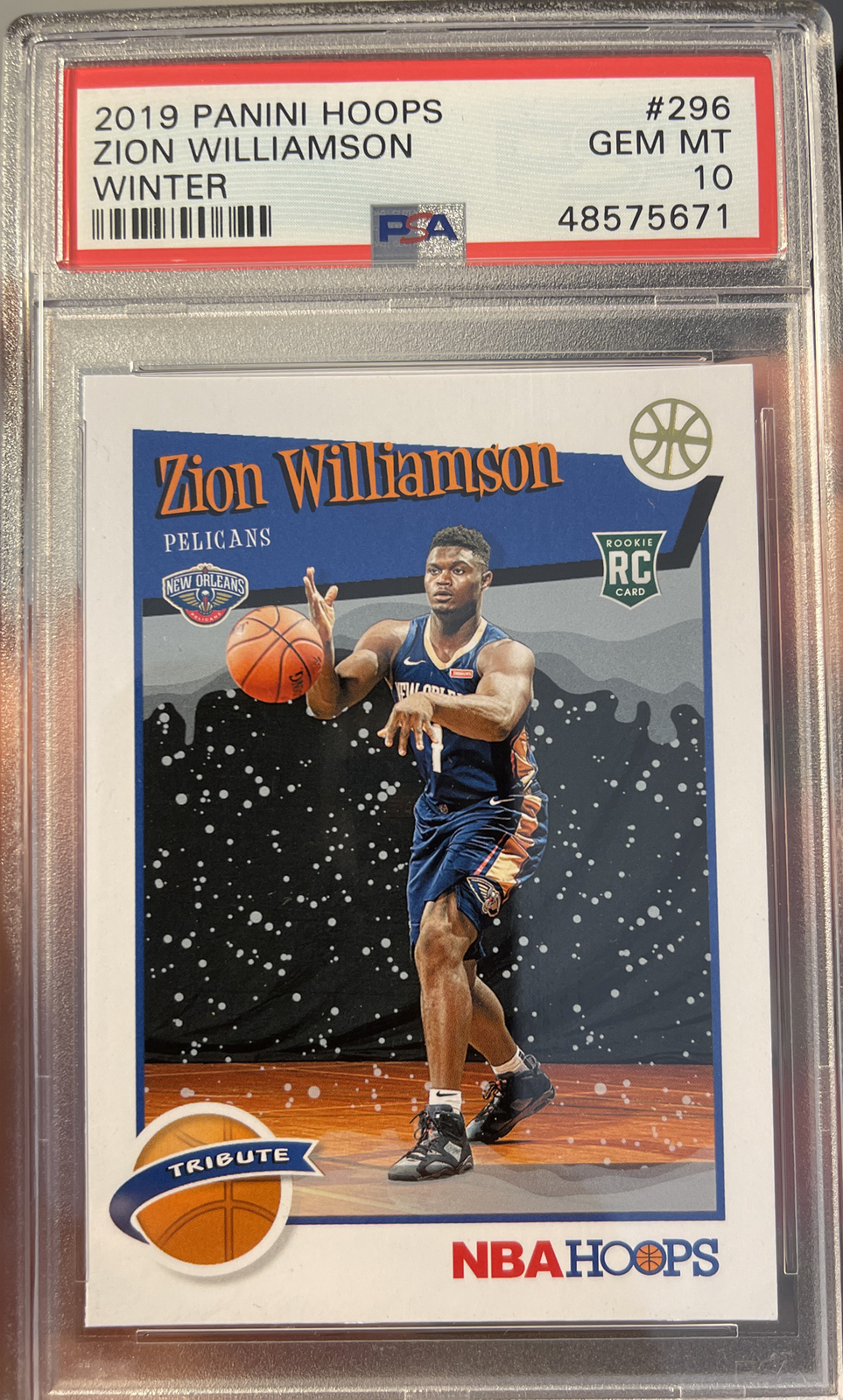 2019 Panini Hoops Zion Williamson Rookie Winter Variation PSA 10 Gem Mint SP