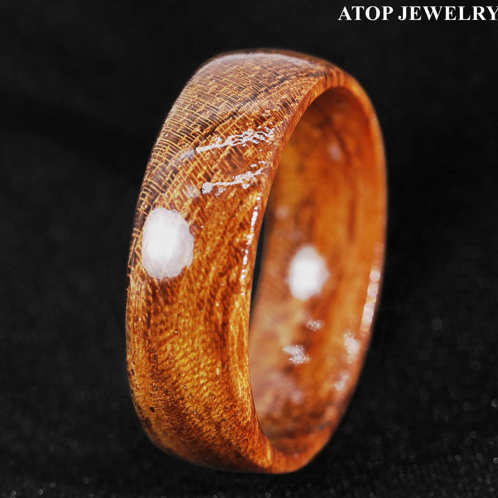 8/6mm Gorgeous Hawaiian Koa Wood Domed Ring Men Wedding Band ATOP Jewelry
