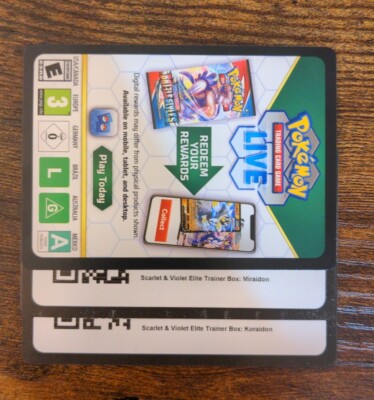 Miraidon & Koraidon Scarlet & Violet Elite Trainer Box Pokemon TCG Code ...