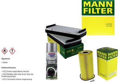 MANN-FILTER Paket + Presto Klima-Reiniger für Mercedes-Benz E-Klasse Kombi S210