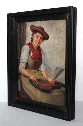 Portret dziewczyny w Volkstracht Dziewczyna z cytrą około 1900/20 - Zdjęcie 6 z 12