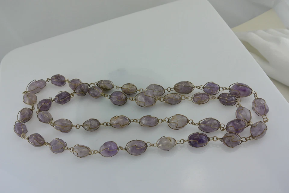 Vintage Damen Halskette mit Amethysten - in Silber gefasst - Bild 3 von 3