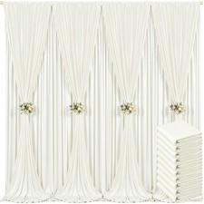 50ft x 10ft Ivory Backdrop Curtain for 50FTx10FT W5'xH10', 10 Panels ,