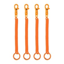 Retractable Coil Keychain W Plastic Double Lobster Clasp, 7", Orange  4 Pcs 