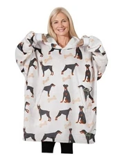 Doberman Pinscher Gifts for Women Men, Blanket Hoodie Gifts for Dog Mom Dog 