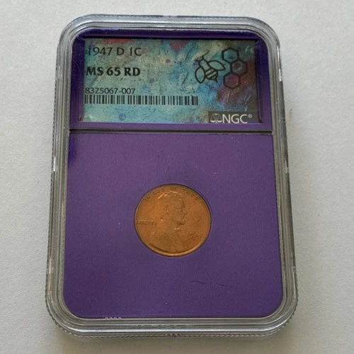 1947 D Lincoln Wheat Cent Copper RD NGC MS 65 Uncirculated