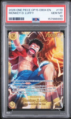 2026 ONE PIECE OP15-EB04-ADVENTURE ON KAMI'S ISLAND #119 MONKEY D. LUFFY PSA 10