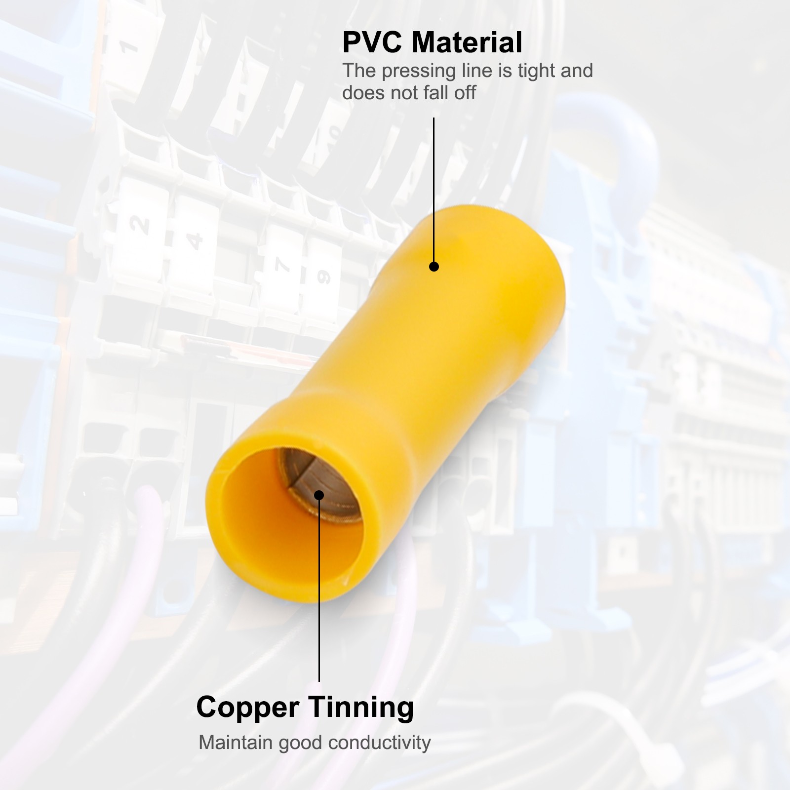 200PCS Insulated Electrical Wire Terminal Straight Butt Splice Crimp Connectors