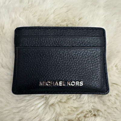 Michael Kors Damen Kartenmäppchen Schwarz Leder Logo Kreditkarte