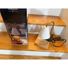 Mikasa Adjustable Height Candle Warmer White Gold Wood 1901759 Open Box No Bulb