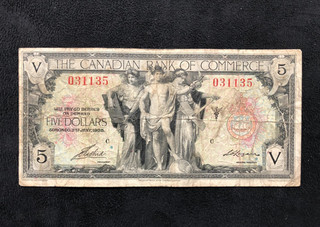 1935 THE CANADIAN BANK OF COMMERCE $5 DOLLARS BANKNOTE 031135