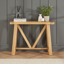 Marbury Classic Oak Small Trestle Console Hall Table