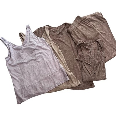Cuddl Duds 5pc Lounge Set Bundle Soft Cozy Neutral Tanks Tee Pants Cardigan