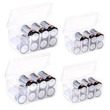 Set of 4 - Two C and Two D Battery Storage Box, Battery Storage Case, C - D