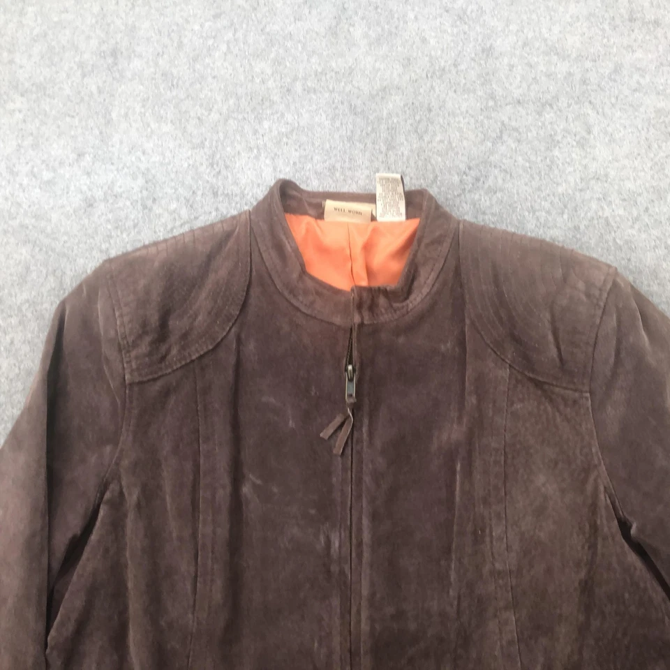 RuffHewn Leather Jacket Womens Large Brown Suede Zip Front Moto Collar Lined - Image 4 of 4