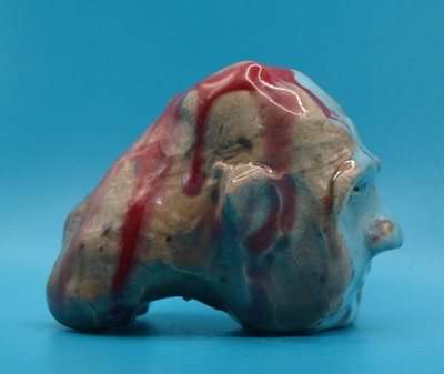 ''Robotic Ceramic Face'' - Expensive Original Clay Sculpture. Hand made & glazed.