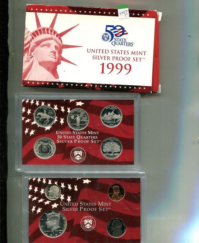 1999 S UNITED STATES 90% SILVER PROOF SET ORIGINAL BOX 9777T