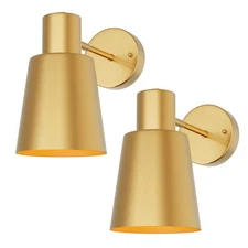 Briignite 8" 1-Light Gold Wireless Wall Sconce LED Light Remote Control 2-Pack