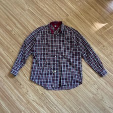VTG Tommy Hilfiger Shirt Mens XL Blue Red Plaid Long Sleeve Button Down Cotton