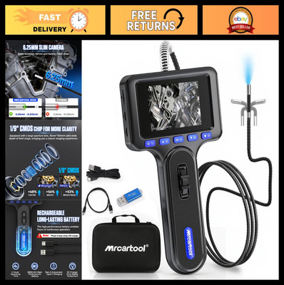 Two-Way Articulating Borescope with Light, 6.25mm Waterproof Endoscope Camera fo