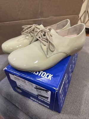 Birkenstock Women's Saunders Natural Leather Lace Up Patent Leather Sz 36 US 5