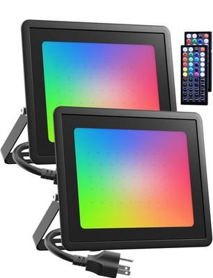 Flood Light Outdoor 800W Equiv, 100W RGB Color Changing Floodlights with Remo...