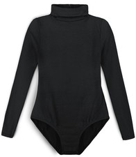 Girls' Team Basic Turtleneck Long Sleeve Leotard with Durable Snaps, Front Li...