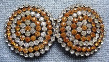 Art Deco belt buckle two part circular amber Czech rhinestone BBT