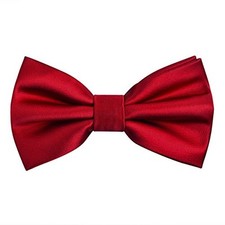 Pre-tied Adjustable Bow Tie for Men Formal Solid Tuxedo Bow Tie 158-wine Red