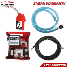 110V Electric Diesel Oil Fuel Transfer Pump w/ Meter  Manual Nozzle  13' Hose