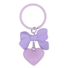 Cute Bow Heart Keychain for Women for Handbag Purple