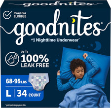 Goodnites Boys' Nighttime Bedwetting Underwear, Size Large 68-95 Lbs , 34 Ct 2