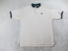 VINTAGE Vantage Polo Shirt Mens Large Brown Tan Chevron Shell Oil Cotton*