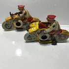 Marx #3 8 inch police motorcycles 1 sidecar 1key tin litho