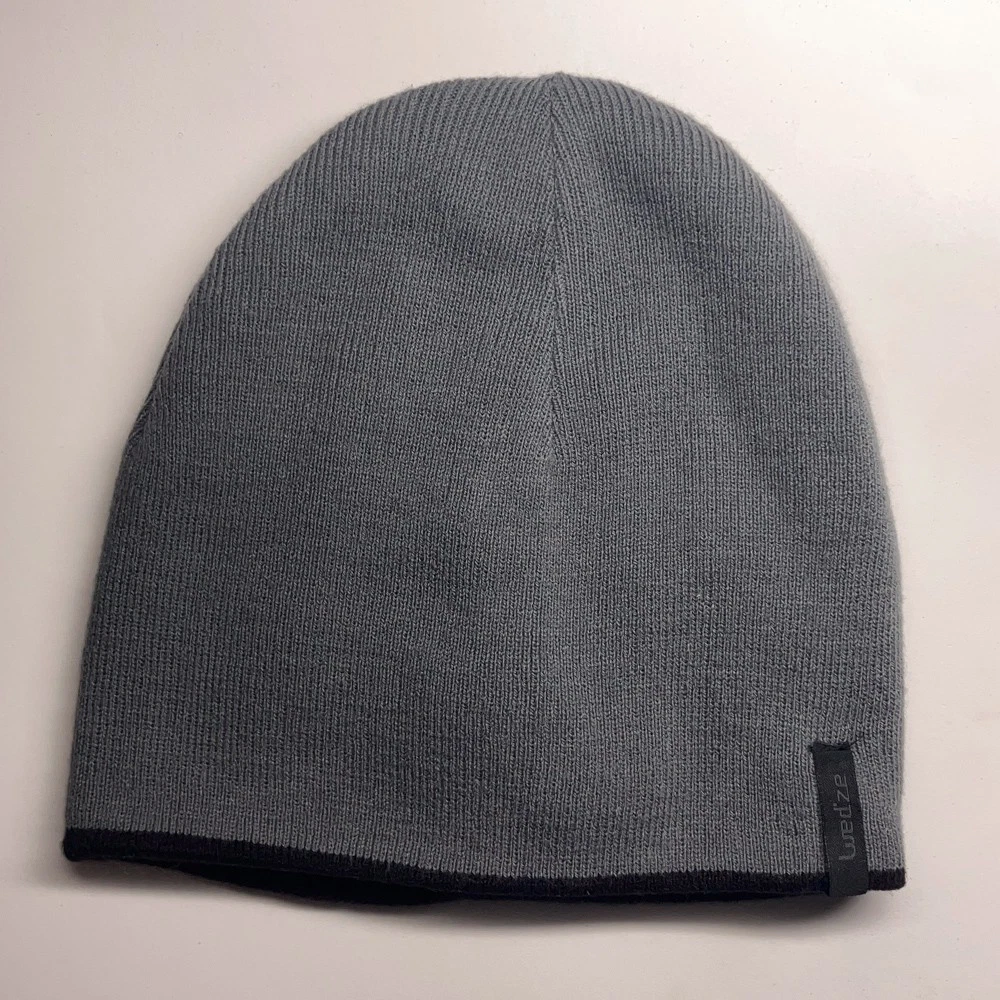 Decathlon thin gray black winter beanie cap