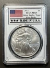 2021 $1 Type 1 American Silver Eagle PCGS MS69 FS Made in USA Label White Frame