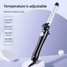 Curling Iron Wand Adjustable Heat Settings Up to 230 C Black/Silver