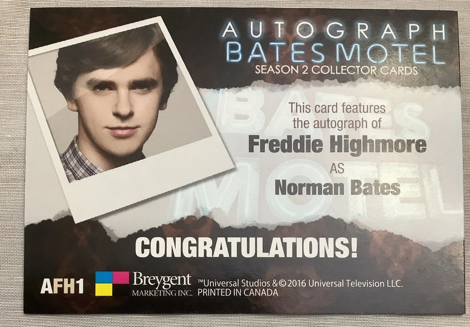 BATES MOTEL FREDDIE HIGHMORE Autograph Card Breygent 2016 - Image 2 of 2