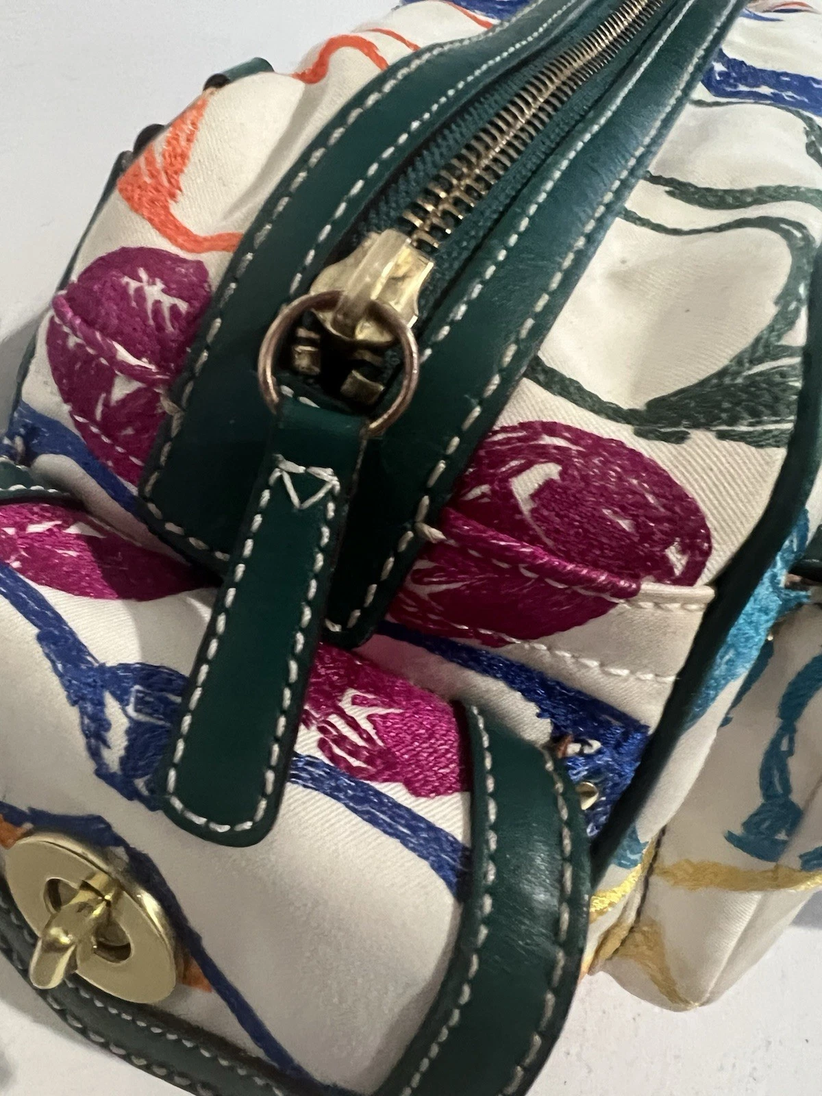 Borsa a tracolla Coach vintage cucita arcobaleno scribble grande firma #1847