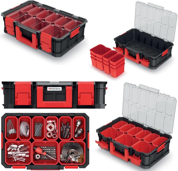 Kistenberg Werkzeugkiste Koffer Organizer Sortimentsbox Mit 9X Boxen KMS553515B-image