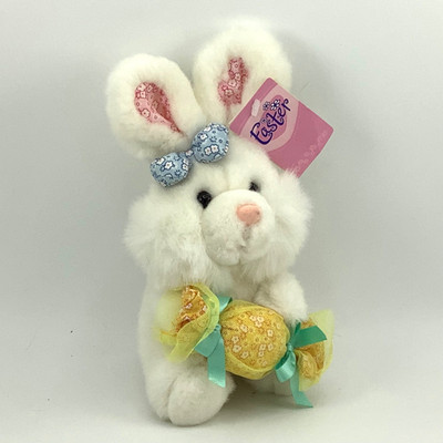 Walmart Plush Easter Bunny Rabbit holding yellow candy 9  Off White