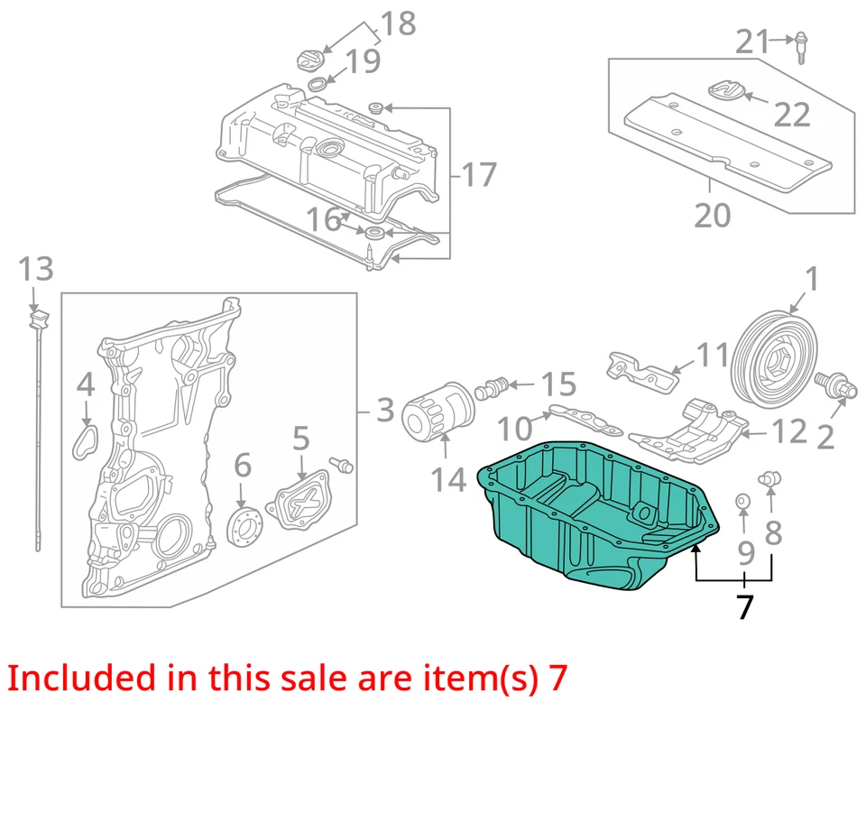 Acura Tsx 2.4L Oil Pan 2004 2005 2006 2007 2008 OEM - Image 3 of 4