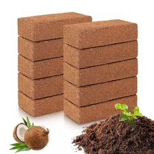 10 Compressed Coconut Coir Bricks, Coconut Coir Potting Soil for Gardening