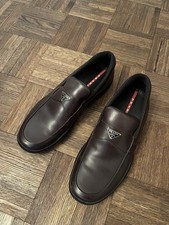 Prada Triangle Logo Brown Loafer Size 8.5