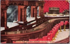 LAS VEGAS Nevada Postcard THE GOLDEN NUGGET Saloon / Bar View - Art Tone LINEN