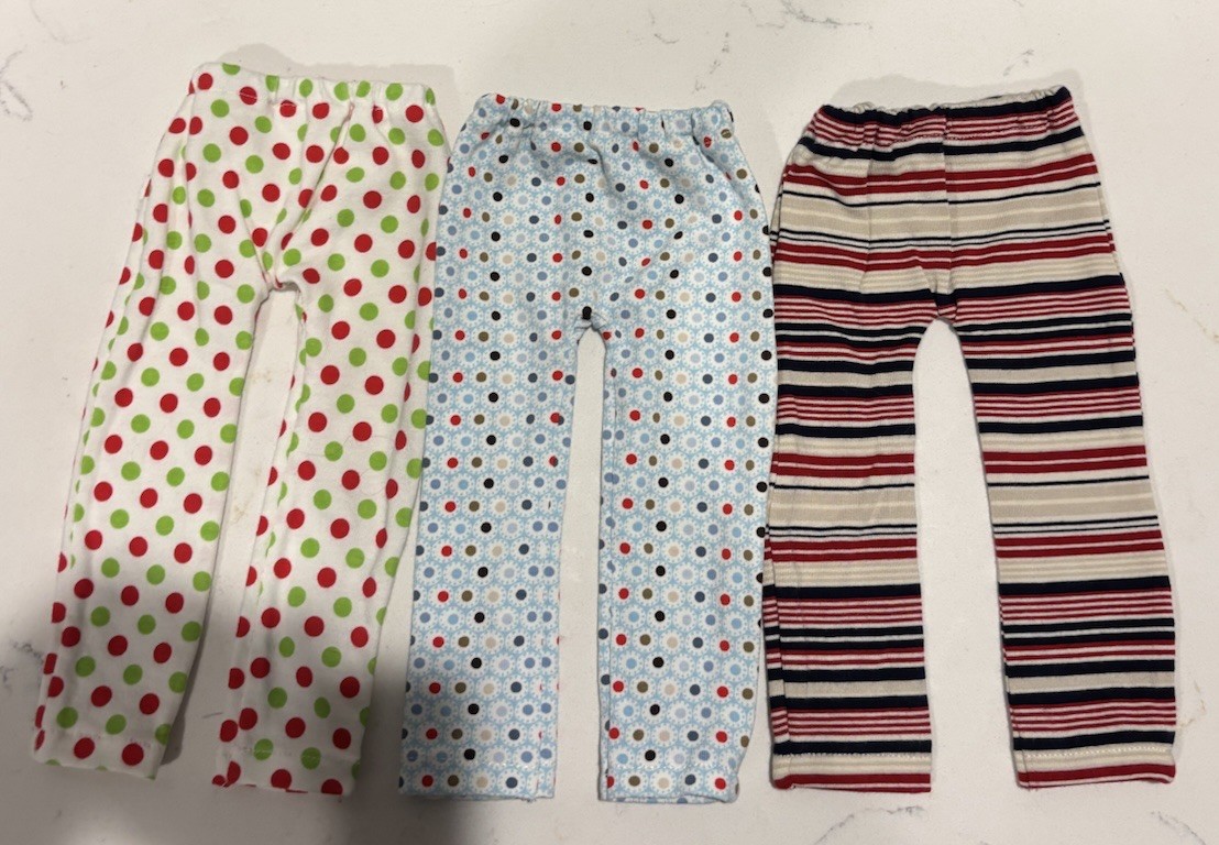3 Pair Good Quality Cotton Knit Leggings Fits 18" American Girl Doll Clothing