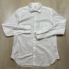Huckberry Aspesi Long Sleeve Button-Up Shirt White Open Knit Cotton Men’s 42 16