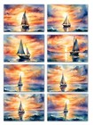 8 Assorted All Occasion Note Cards Blank Greeting Cards Ocean Sailboats Sunrise