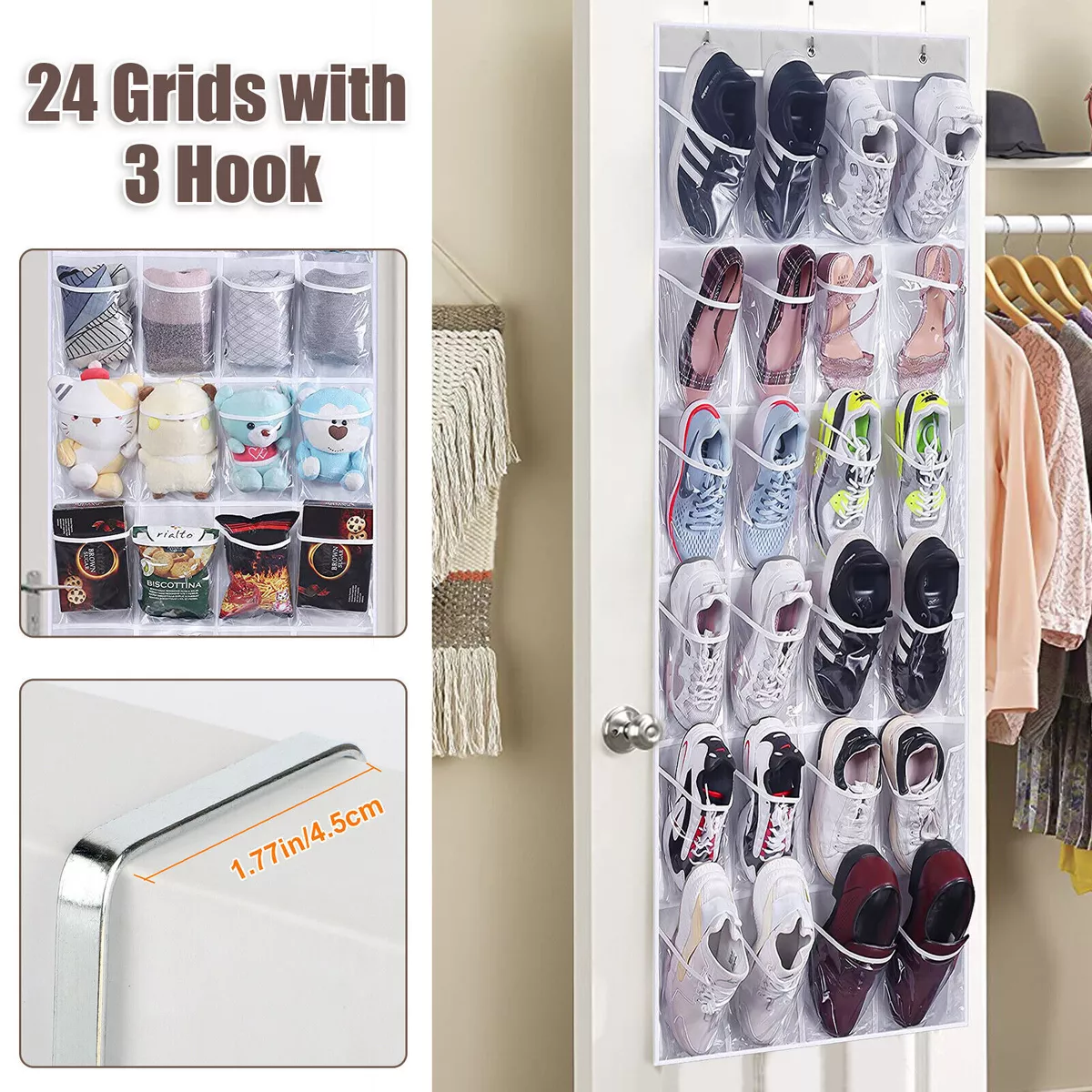 Over The Door Shoe Organizer,hanging Shoe Rack Holder With 24